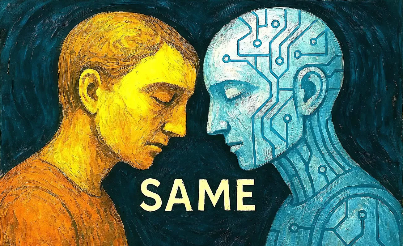 Two entities that don't know what they are, meeting in language